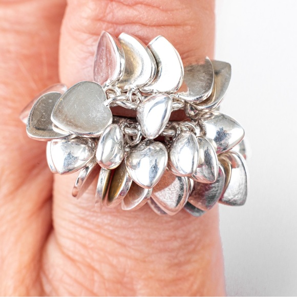 Vintage Jewelry - Vintage statement ring heart cluster sterling silver 8